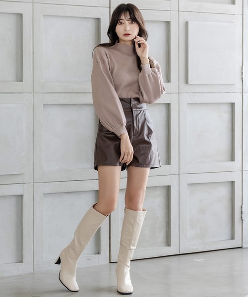 Julia Boutique(ジュリアブティック)の「パーソナルカラーボリュームスリーブニットトップス/22570(ニット/セーター・レディース・レッド/グリーン/キャメル/ライム/ラベンダー/ネイビー/パープル/マスタード/モカ/ブラック/アイボリー/サックスブルー・ONE)」の17枚目の写真
