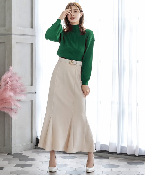 Julia Boutique(ジュリアブティック)の「パーソナルカラーボリュームスリーブニットトップス/22570(ニット/セーター・レディース・レッド/グリーン/キャメル/ライム/ラベンダー/ネイビー/パープル/マスタード/モカ/ブラック/アイボリー/サックスブルー・ONE)」の21枚目の写真