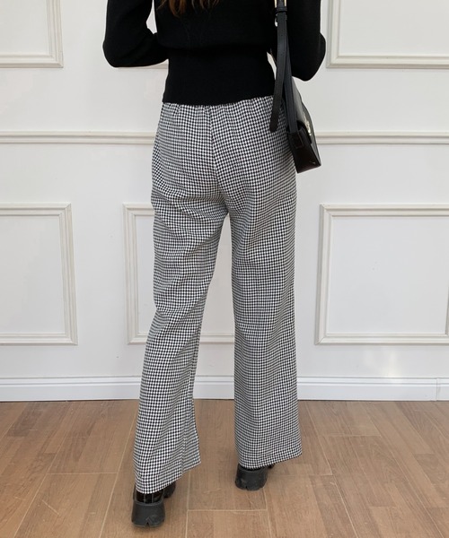 ECLIN（エクラン）の「センタースリット千鳥柄セミワイドパンツ（その他パンツ・レディース・ブラック/ブラウン・S/M/L）」の13枚目の写真