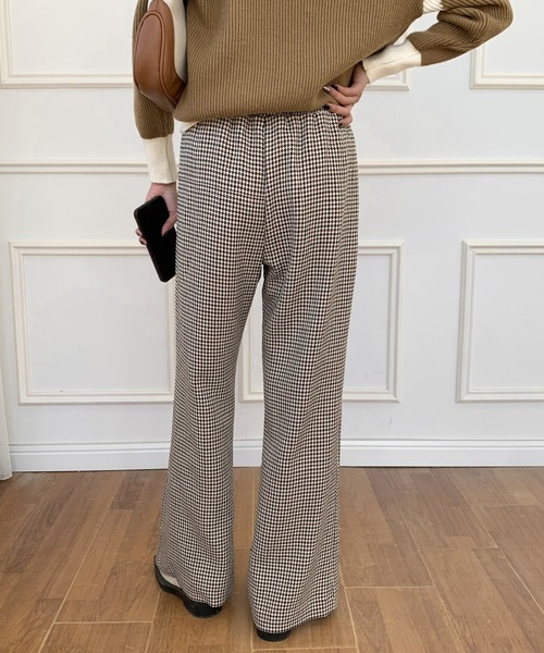 ECLIN（エクラン）の「センタースリット千鳥柄セミワイドパンツ（その他パンツ・レディース・ブラック/ブラウン・S/M/L）」の10枚目の写真
