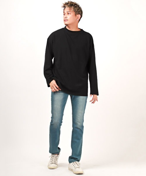 LUXSTYLE(ラグスタイル)の「カットジョーゼットワイドモックネックロンT(Tシャツ/カットソー・メンズ・ベージュ/チャコール/グレイッシュベージュ/ブラック・M/L)」の15枚目の写真