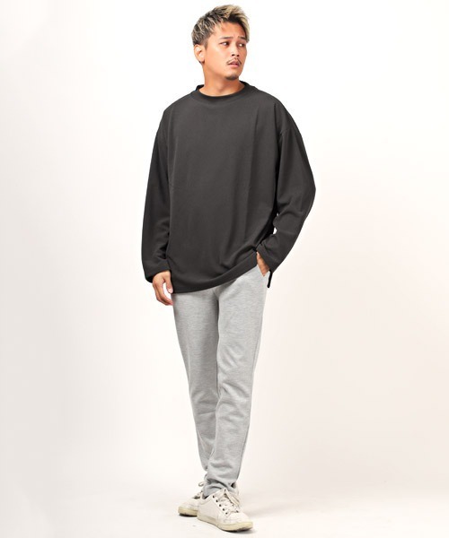 LUXSTYLE(ラグスタイル)の「カットジョーゼットワイドモックネックロンT(Tシャツ/カットソー・メンズ・ベージュ/チャコール/グレイッシュベージュ/ブラック・M/L)」の19枚目の写真