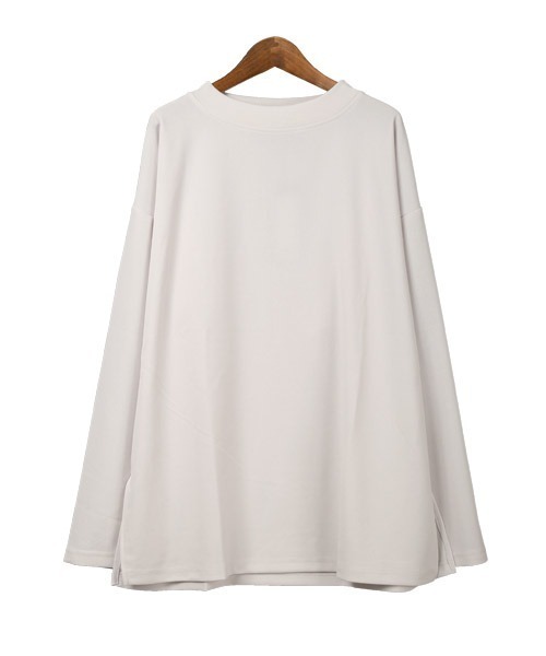 LUXSTYLE(ラグスタイル)の「カットジョーゼットワイドモックネックロンT(Tシャツ/カットソー・メンズ・ベージュ/チャコール/グレイッシュベージュ/ブラック・M/L)」の17枚目の写真