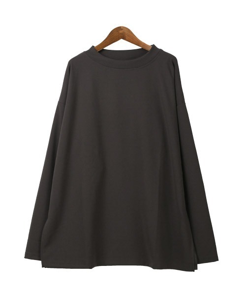 LUXSTYLE(ラグスタイル)の「カットジョーゼットワイドモックネックロンT(Tシャツ/カットソー・メンズ・ベージュ/チャコール/グレイッシュベージュ/ブラック・M/L)」の10枚目の写真