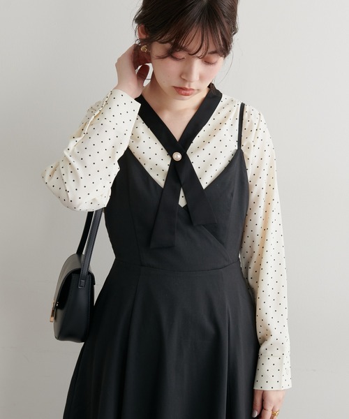 natural couture（ナチュラルクチュール）の「osonoパールリバー釦クロスボータイブラウス（シャツ/ブラウス・レディース・パープル/ピンク/オフホワイト/その他1/その他2/ブルー・FREE）」の10枚目の写真