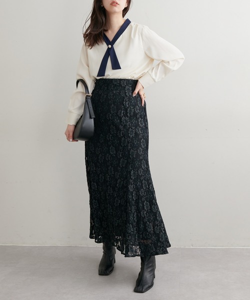 natural couture（ナチュラルクチュール）の「osonoパールリバー釦クロスボータイブラウス（シャツ/ブラウス・レディース・パープル/ピンク/オフホワイト/その他1/その他2/ブルー・FREE）」の19枚目の写真