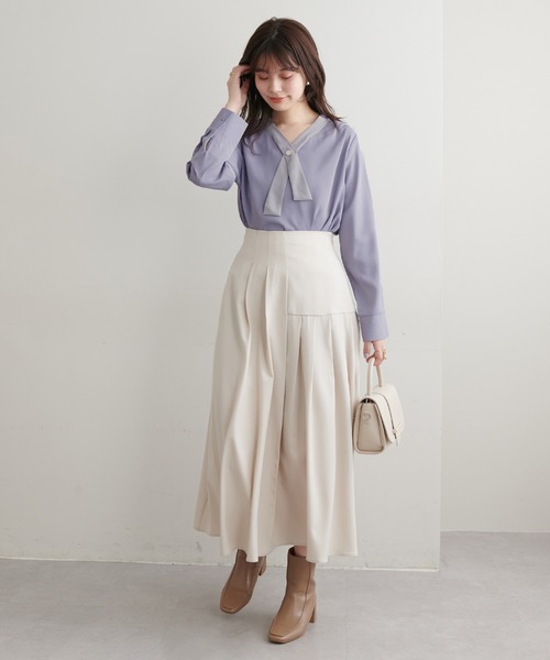 natural couture（ナチュラルクチュール）の「osonoパールリバー釦クロスボータイブラウス（シャツ/ブラウス・レディース・パープル/ピンク/オフホワイト/その他1/その他2/ブルー・FREE）」の8枚目の写真