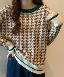配色チェック柄ニット