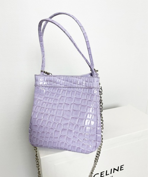 StyleSea（スタイルシー）の「フェイククロコレザーバッグ（ショルダーバッグ・レディース・ライトブルー/ライトパープル/イエロー/ブラウン/ライム・FREE）」の5枚目の写真