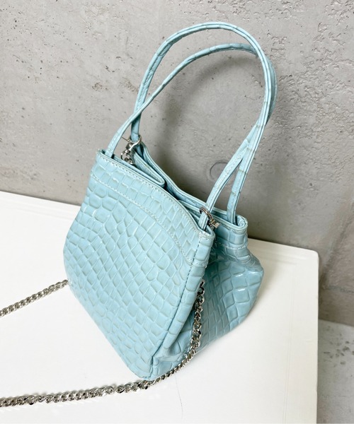 StyleSea（スタイルシー）の「フェイククロコレザーバッグ（ショルダーバッグ・レディース・ライトブルー/ライトパープル/イエロー/ブラウン/ライム・FREE）」の14枚目の写真