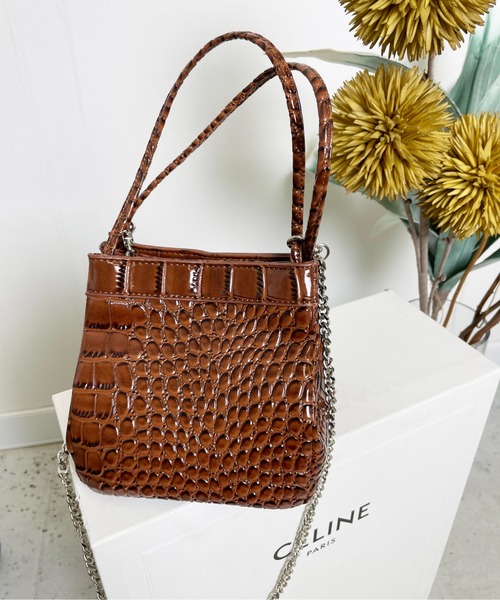 StyleSea（スタイルシー）の「フェイククロコレザーバッグ（ショルダーバッグ・レディース・ライトブルー/ライトパープル/イエロー/ブラウン/ライム・FREE）」の7枚目の写真