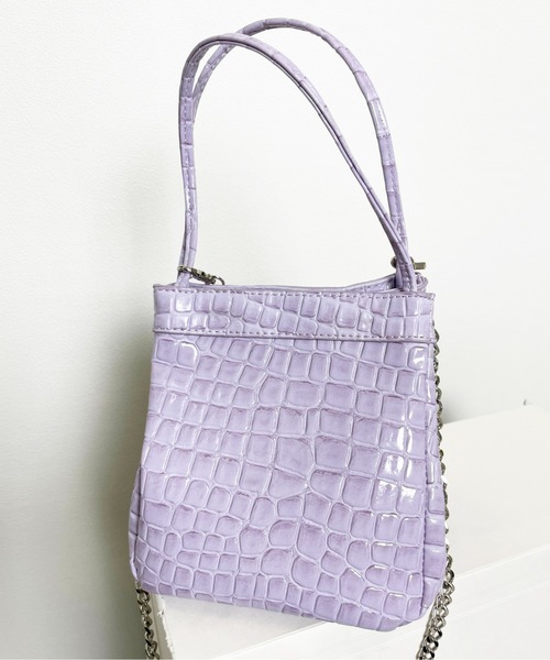 StyleSea（スタイルシー）の「フェイククロコレザーバッグ（ショルダーバッグ・レディース・ライトブルー/ライトパープル/イエロー/ブラウン/ライム・FREE）」の17枚目の写真