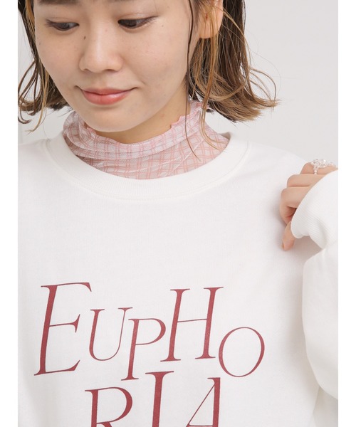 ehka sopo（エヘカソポ）の「シアーチェックハイネックカットソー（Tシャツ/カットソー・レディース・ベージュ/ピンク/グレー・ﾌﾘ-）」の3枚目の写真