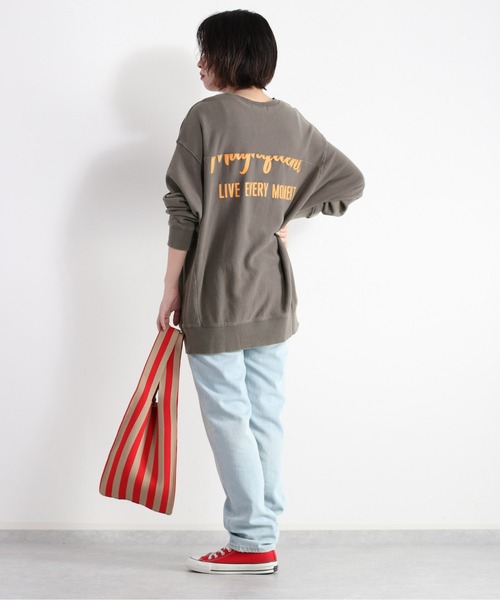 cepo（セポ）の「ヴィンテージライク ロゴビッグスウェット（Tシャツ/カットソー・レディース・チャコール/ベージュ・M）」の8枚目の写真