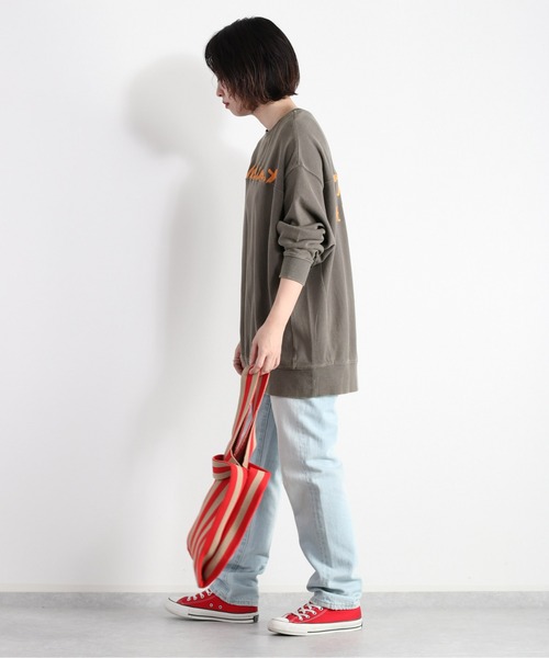 cepo（セポ）の「ヴィンテージライク ロゴビッグスウェット（Tシャツ/カットソー・レディース・チャコール/ベージュ・M）」の7枚目の写真