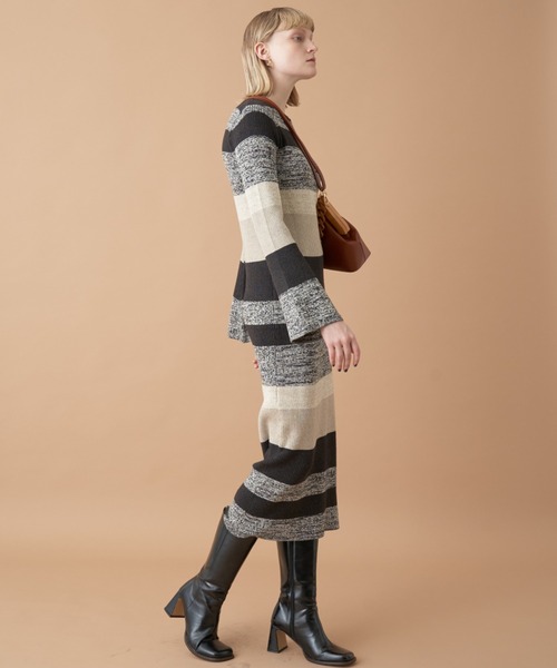 Solace（ソレイス）の「フレアスリーブボーダータイトニットワンピース（ワンピース・レディース・パープル/ブルー/ブラック・FREE）」の16枚目の写真