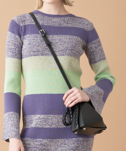 Solace（ソレイス）の「フレアスリーブボーダータイトニットワンピース（ワンピース・レディース・パープル/ブルー/ブラック・FREE）」の20枚目の写真