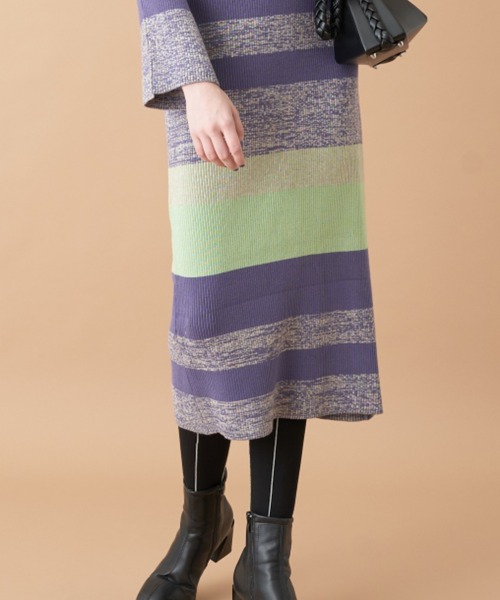 Solace（ソレイス）の「フレアスリーブボーダータイトニットワンピース（ワンピース・レディース・パープル/ブルー/ブラック・FREE）」の15枚目の写真