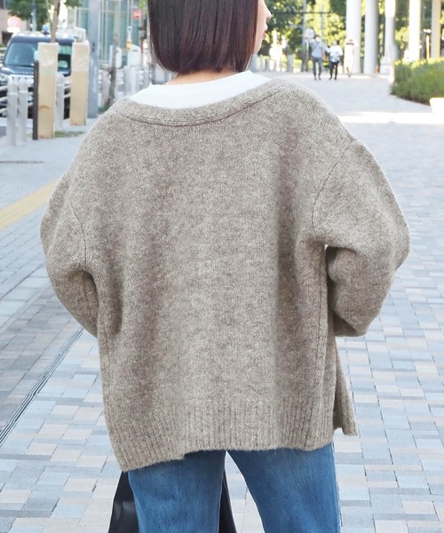 pocket(ポケット)の「ミックスヤーン2wayカーディガン(カーディガン/ボレロ・レディース・ライトブルー/ピンク/ブラウン/グレイッシュベージュ/パープル・FREE)」の8枚目の写真