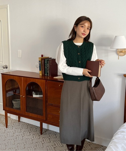 by muni:r（バイ ムニール）の「バックルスリットロングスカート（スカート・レディース・ブラック/ブラウン・FREE）」の20枚目の写真
