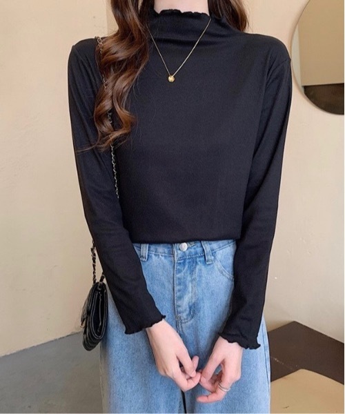 Burner(バーナー)の「【OKUOKU 0909】フリル ハイネック Tシャツ oku-tops-689672184031-149(Tシャツ/カットソー・レディース・C/D/E/F/A/B・FREE)」の1枚目の写真