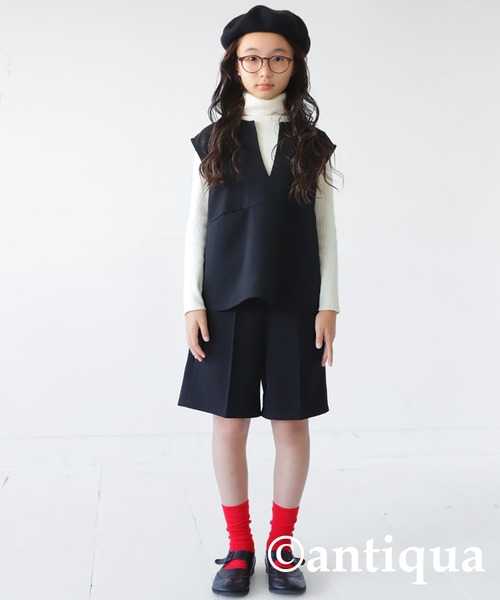 antiqua（アンティカ）の「Ｖネックベスト（ベスト・キッズ・ライトベージュ/ブラック・130/140/150/160）」の15枚目の写真