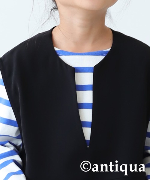antiqua（アンティカ）の「Ｖネックベスト（ベスト・キッズ・ライトベージュ/ブラック・130/140/150/160）」の14枚目の写真