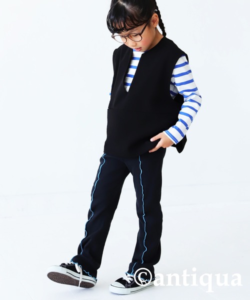 antiqua（アンティカ）の「Ｖネックベスト（ベスト・キッズ・ライトベージュ/ブラック・130/140/150/160）」の10枚目の写真