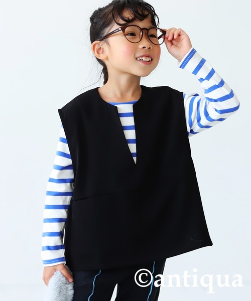 antiqua（アンティカ）の「Ｖネックベスト（ベスト・キッズ・ライトベージュ/ブラック・130/140/150/160）」の17枚目の写真