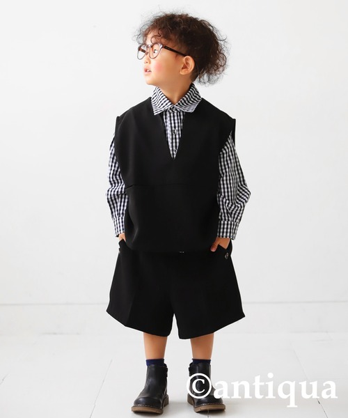 antiqua（アンティカ）の「Ｖネックベスト（ベスト・キッズ・ライトベージュ/ブラック・130/140/150/160）」の21枚目の写真