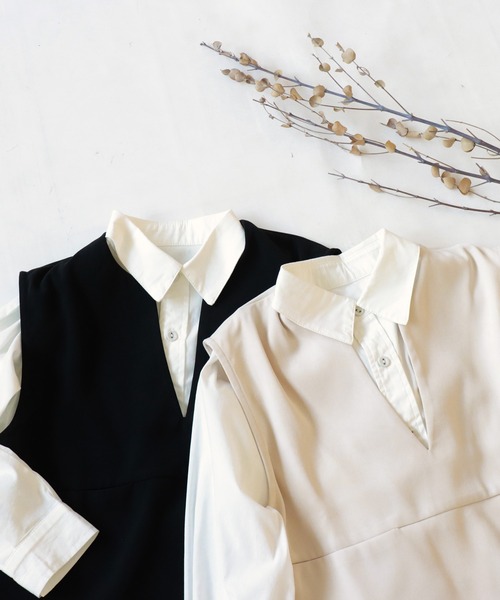 antiqua（アンティカ）の「Ｖネックベスト（ベスト・キッズ・ライトベージュ/ブラック・130/140/150/160）」の22枚目の写真