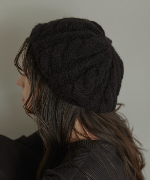 ACYM(アシーム)の「Cable knit ベレー(ハンチング/ベレー帽・レディース・ブラック/ベージュ・FREE)」の7枚目の写真