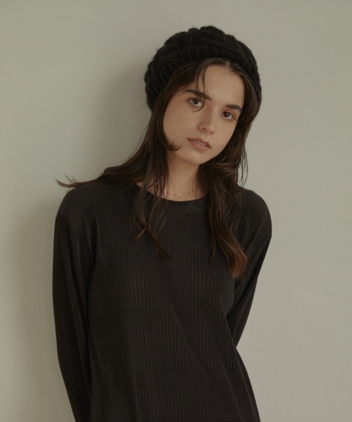ACYM(アシーム)の「Cable knit ベレー(ハンチング/ベレー帽・レディース・ブラック/ベージュ・FREE)」の8枚目の写真