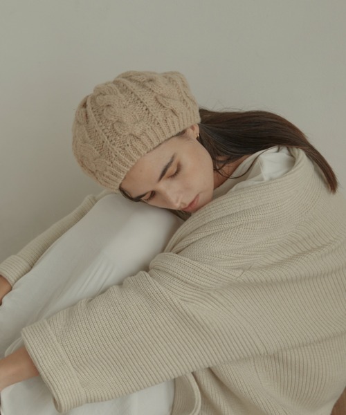 ACYM(アシーム)の「Cable knit ベレー(ハンチング/ベレー帽・レディース・ブラック/ベージュ・FREE)」の14枚目の写真
