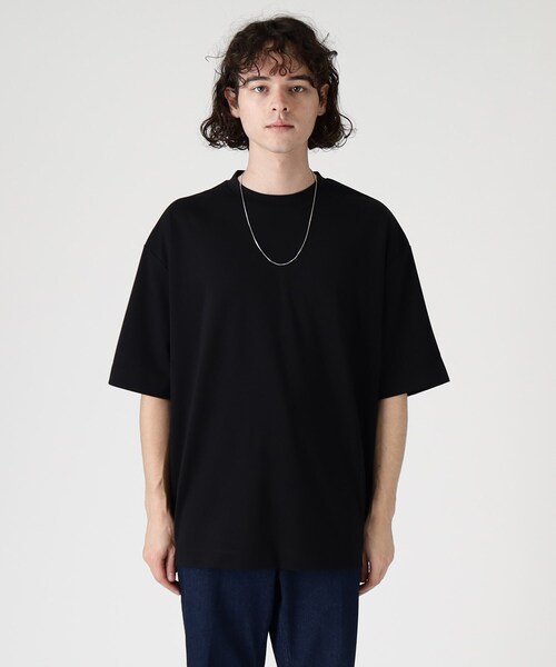 tk.TAKEO KIKUCHI（ティーケータケオキクチ）の「◆Vチェーンネックレス付き半袖カットソー（Tシャツ/カットソー・メンズ・ブラック/オフホワイト・02/03）」の4枚目の写真