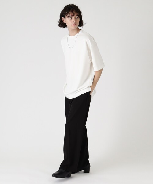 tk.TAKEO KIKUCHI（ティーケータケオキクチ）の「◆Vチェーンネックレス付き半袖カットソー（Tシャツ/カットソー・メンズ・ブラック/オフホワイト・02/03）」の13枚目の写真