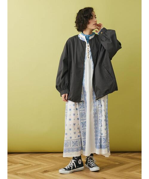 CRAFT STANDARD BOUTIQUE(クラフトスタンダードブティック)の「ノーカラーZIPブルゾン(ブルゾン・レディース・カーキ/チャコールグレー/ベージュ・M/L)」の8枚目の写真