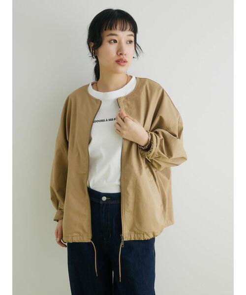 CRAFT STANDARD BOUTIQUE(クラフトスタンダードブティック)の「ノーカラーZIPブルゾン(ブルゾン・レディース・カーキ/チャコールグレー/ベージュ・M/L)」の9枚目の写真