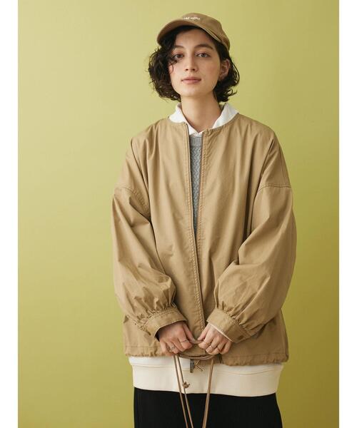 CRAFT STANDARD BOUTIQUE(クラフトスタンダードブティック)の「ノーカラーZIPブルゾン(ブルゾン・レディース・カーキ/チャコールグレー/ベージュ・M/L)」の13枚目の写真