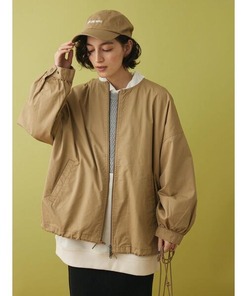 CRAFT STANDARD BOUTIQUE(クラフトスタンダードブティック)の「ノーカラーZIPブルゾン(ブルゾン・レディース・カーキ/チャコールグレー/ベージュ・M/L)」の14枚目の写真