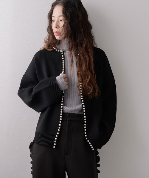 セール】パールニットカーディガン（カーディガン/ボレロ）｜rectangle