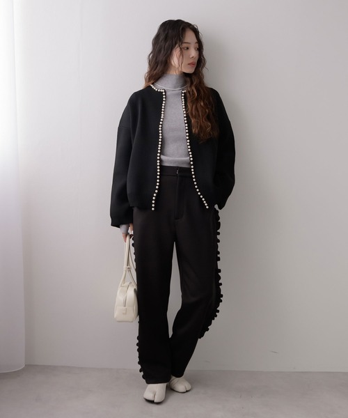 最終値下げ♡パールニットカーディガン♡ パールトリミングニットカーディガン [C6642] - レディース