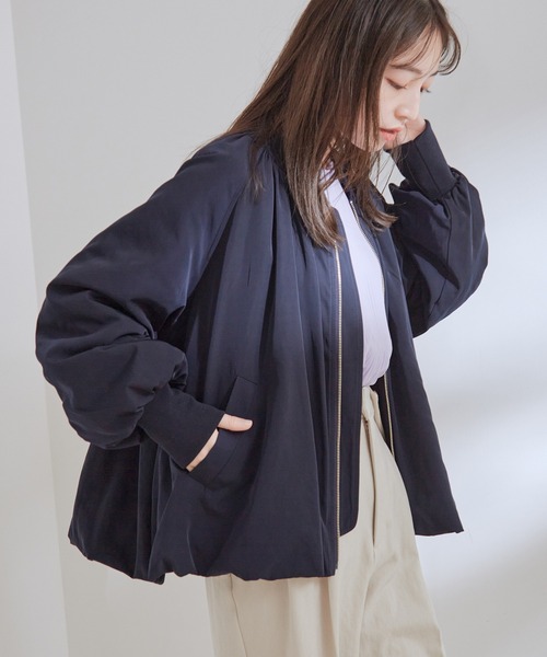 【洗える】ギャザーバルーンシルエットMA-1