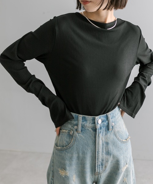 mystic（ミスティック）の「ランダムリブシアープルオーバー（Tシャツ/カットソー・レディース・オフホワイト/ブルー/ブラック・FREE）」の3枚目の写真