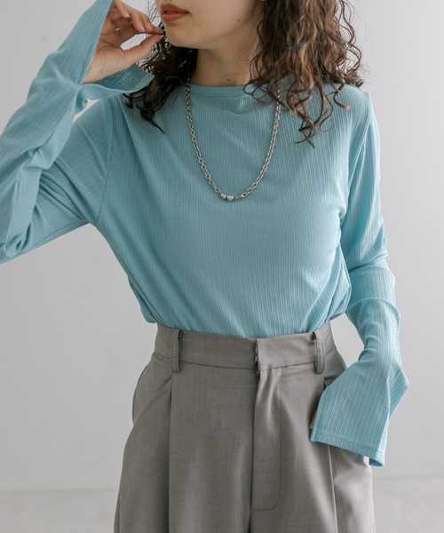 mystic（ミスティック）の「ランダムリブシアープルオーバー（Tシャツ/カットソー・レディース・オフホワイト/ブルー/ブラック・FREE）」の4枚目の写真