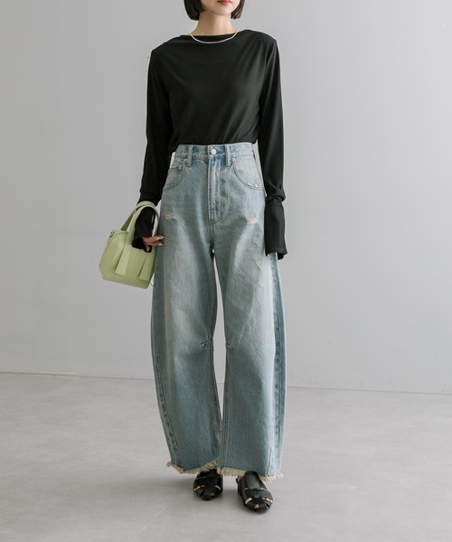 mystic（ミスティック）の「ランダムリブシアープルオーバー（Tシャツ/カットソー・レディース・オフホワイト/ブルー/ブラック・FREE）」の7枚目の写真