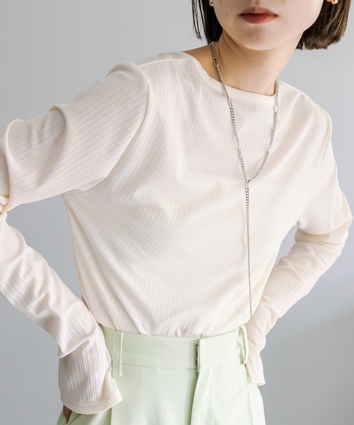 mystic（ミスティック）の「ランダムリブシアープルオーバー（Tシャツ/カットソー・レディース・オフホワイト/ブルー/ブラック・FREE）」の8枚目の写真