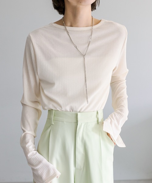 mystic（ミスティック）の「ランダムリブシアープルオーバー（Tシャツ/カットソー・レディース・オフホワイト/ブルー/ブラック・FREE）」の21枚目の写真