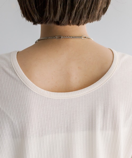 mystic（ミスティック）の「ランダムリブシアープルオーバー（Tシャツ/カットソー・レディース・オフホワイト/ブルー/ブラック・FREE）」の6枚目の写真