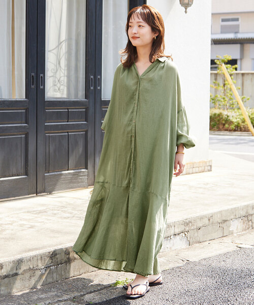 SLOBE IENA（スローブイエナ）の「コットン楊柳ギャザーワンピース